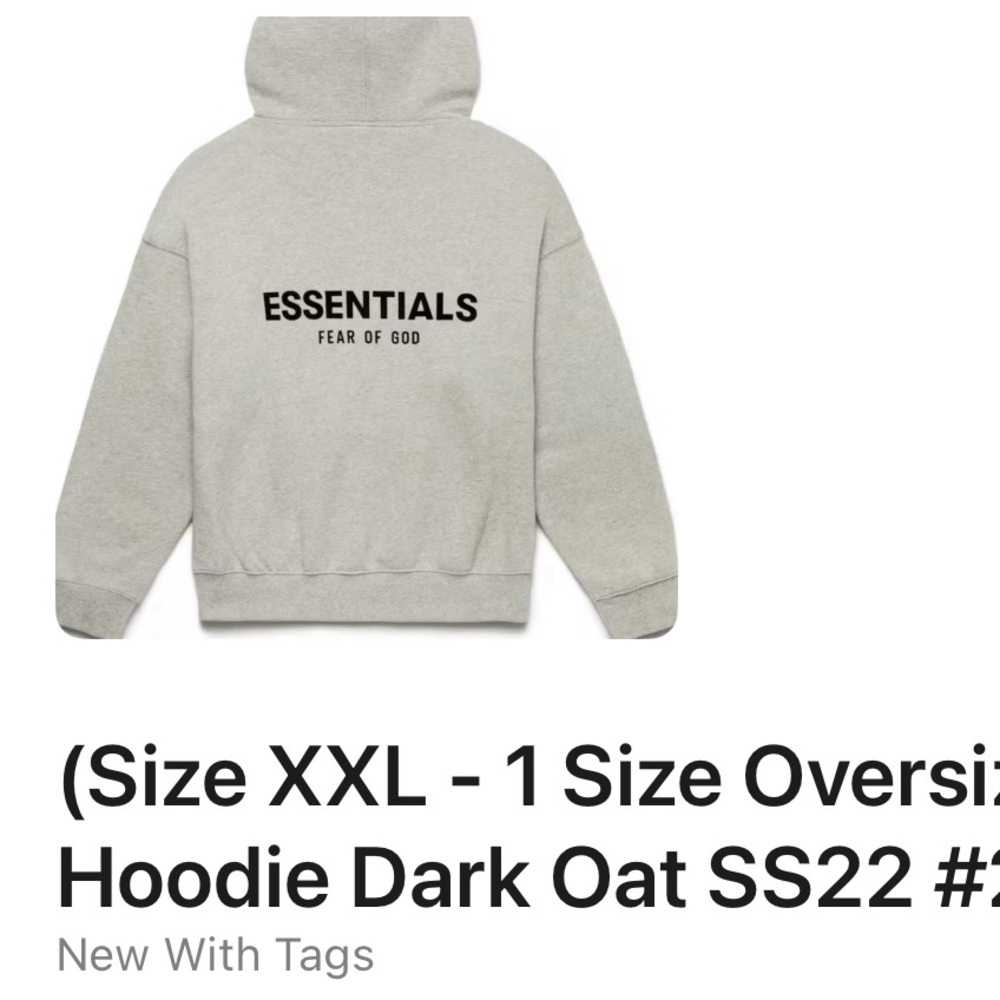 Fear of God ESSENTIALS Hoodie – Size XXL(Oversized Fit) – Dark Oat –